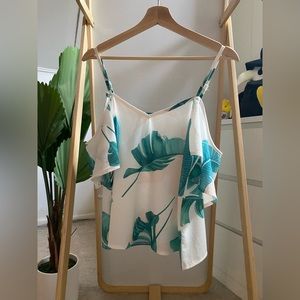 Cold Shoulder Palm Tree Linen Top